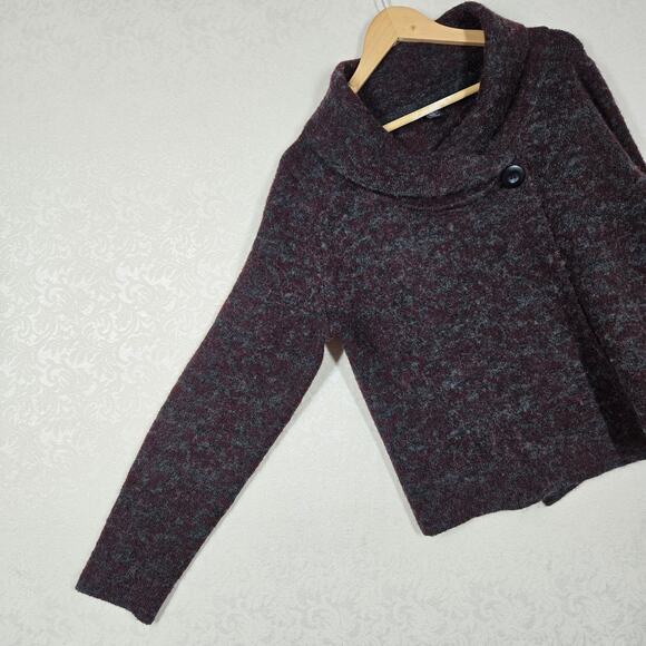 Carole Little Cardigan sz XL Burgandy Gray Heather Chunky One Button - Picture 7 of 13